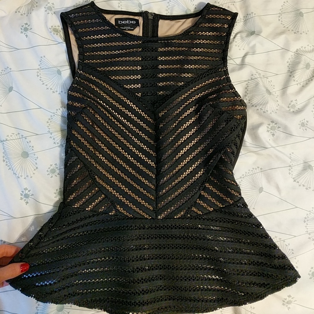Pre loved, excellent condition, Bebe peplum top